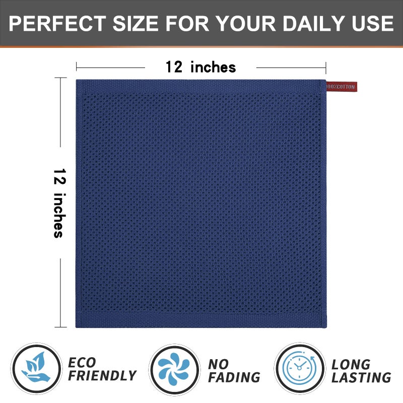 Kitinjoy 100% Cotton Kitchen Dish Cloths, 6 Pack Waffle Weave Ultra Soft Absorbent Dish Towels for Drying Dishes Quick Drying Kitchen Towels Dish Rags, 12 X 12 Inches, Navy Blue - Image 5